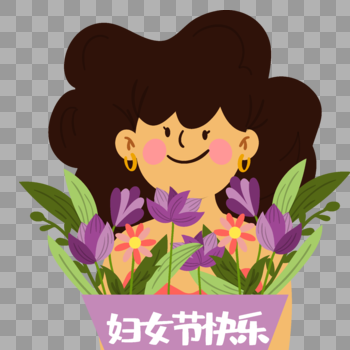 可爱女性收妇女节节日花朵图片素材免费下载