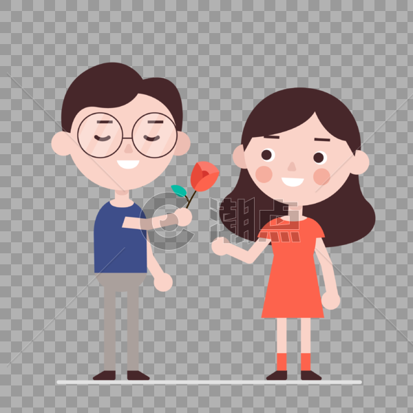 七夕约会甜蜜送玫瑰的小情侣图片素材免费下载