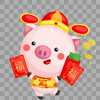 小猪喜庆撒红包小表情图片素材免费下载