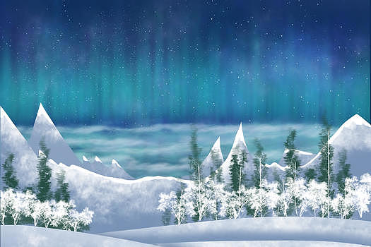 雪原极光图片素材免费下载