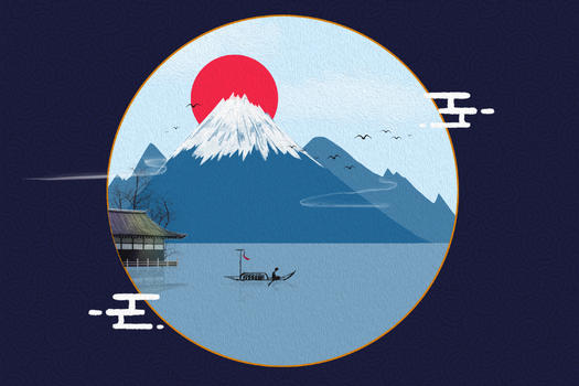 新中式富士山图片素材免费下载