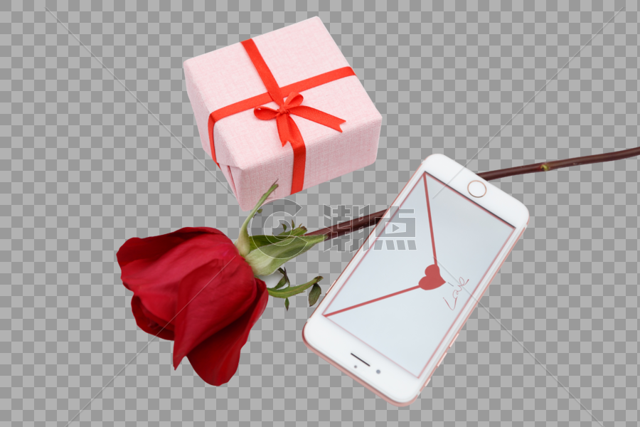 玫瑰花和手机图片素材免费下载
