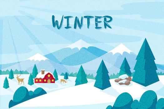 唯美冬天雪地上驯鹿的雪景图片素材免费下载