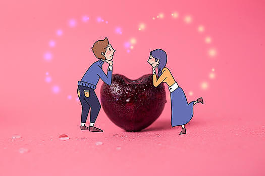 樱桃的爱情创意摄影插画图片素材免费下载