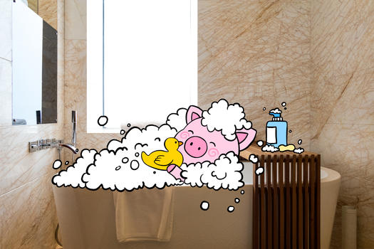 创意洗澡小猪图片素材免费下载