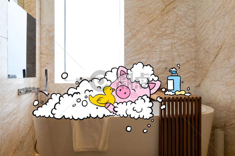 创意洗澡小猪图片素材免费下载
