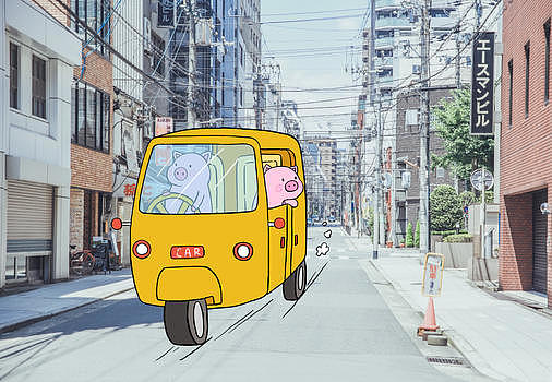 创意日本旅行小猪图片素材免费下载