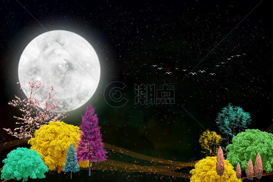 新中式风景装饰画图片素材免费下载