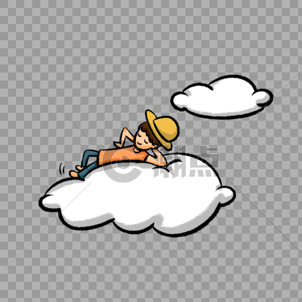躺在云上睡觉的小孩图片素材免费下载
