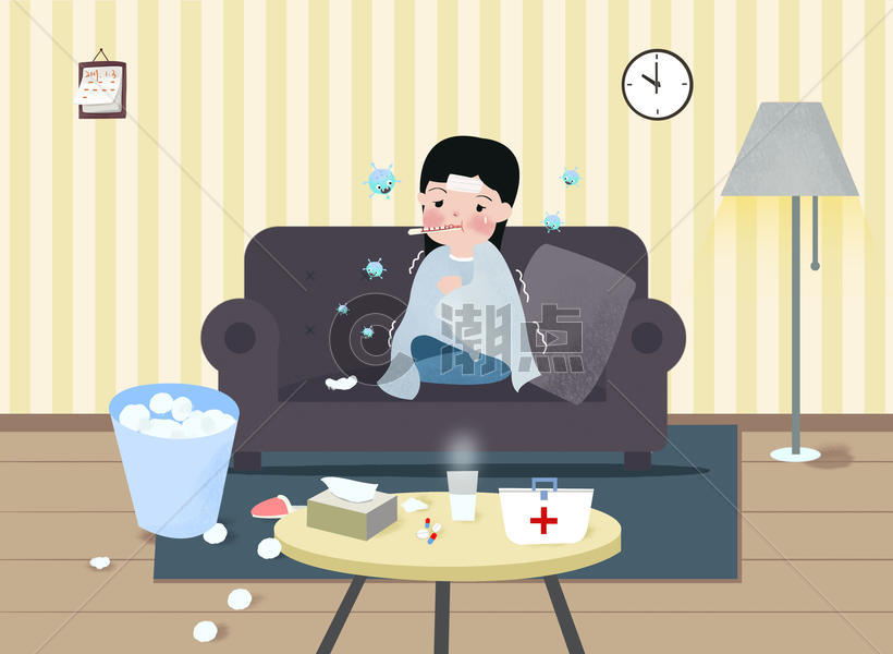 冬季流感感冒插画图片素材免费下载