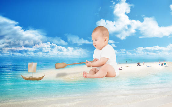 婴儿海边游戏图片素材免费下载