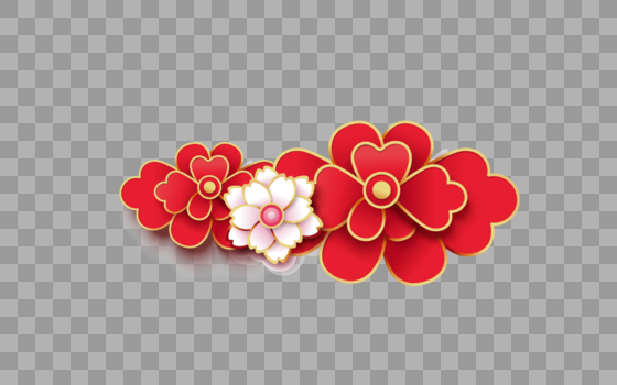 立体红色花朵花瓣图形图片素材免费下载