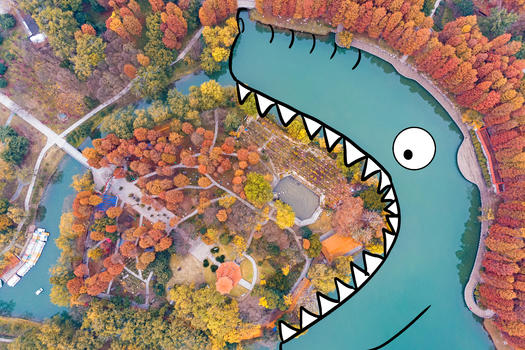 创意吞食公园的怪兽图片素材免费下载
