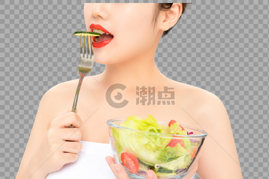 吃沙拉的美女图片素材免费下载