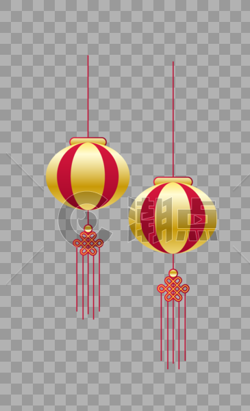 金色灯笼新年中国结元素图片素材免费下载