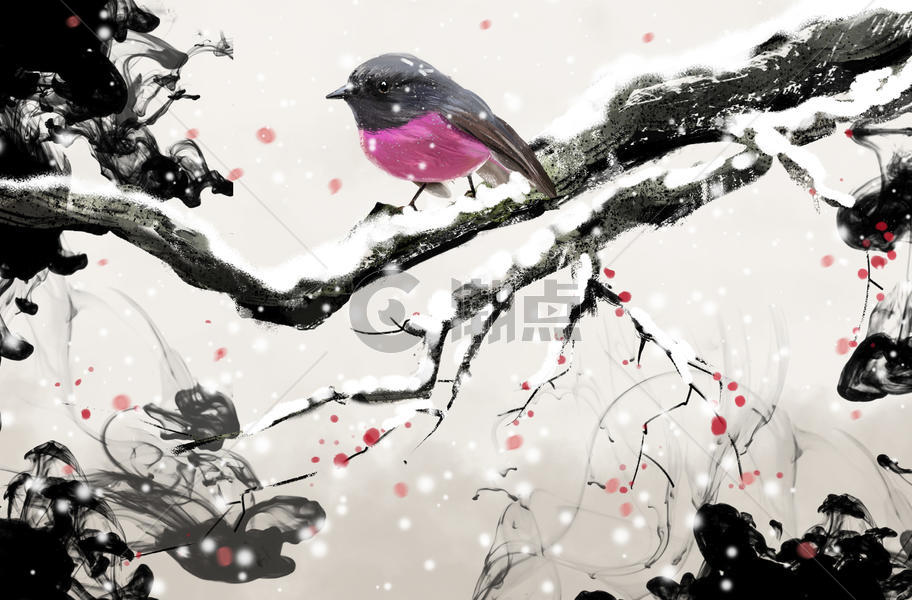 中国风冬天花鸟图片素材免费下载