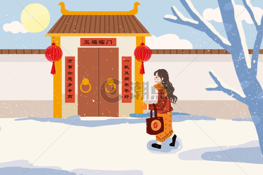 春节回家团圆的幸福女孩图片素材免费下载