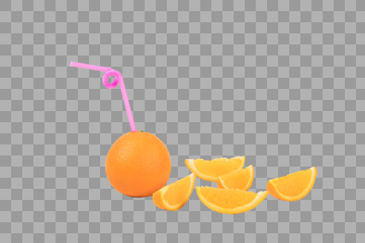 插吸管的橙子图片素材免费下载