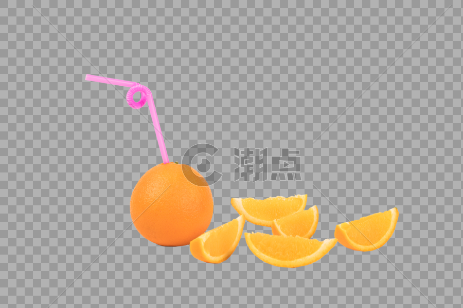 插吸管的橙子图片素材免费下载