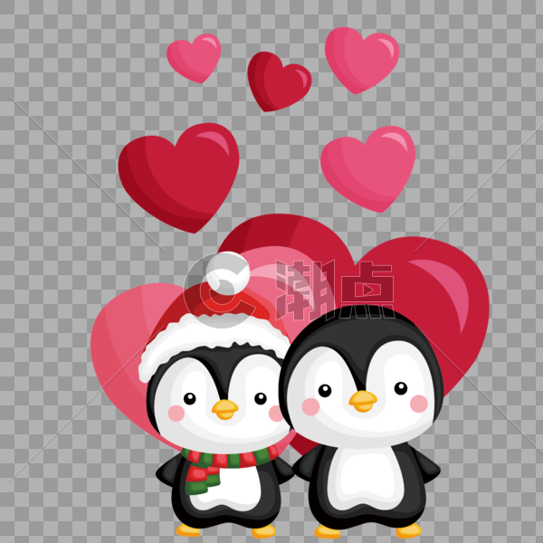 可爱情侣小企鹅图片素材免费下载