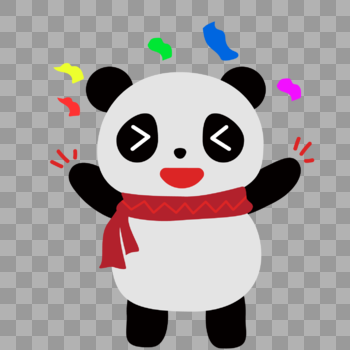 开心舞手撒花的小熊猫图片素材免费下载