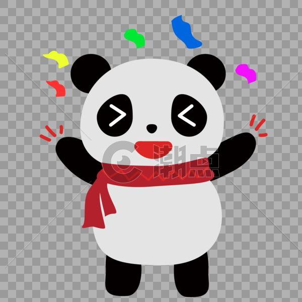 开心舞手撒花的小熊猫图片素材免费下载