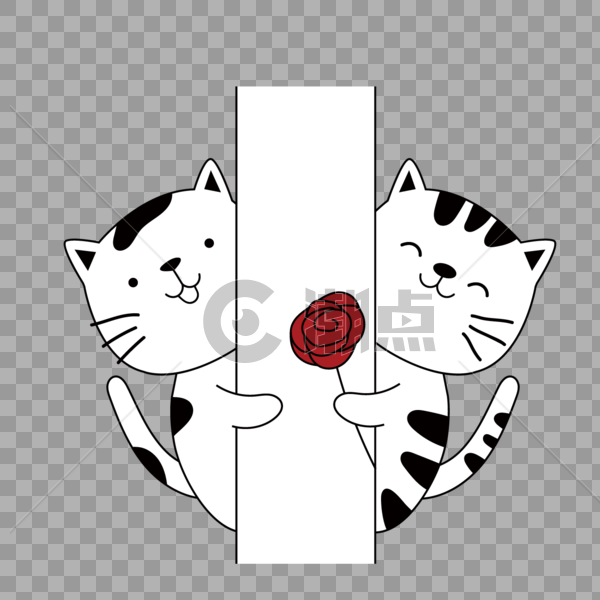 情人节送玫瑰的小猫咪图片素材免费下载