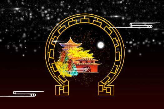 中式拱门内景图片素材免费下载