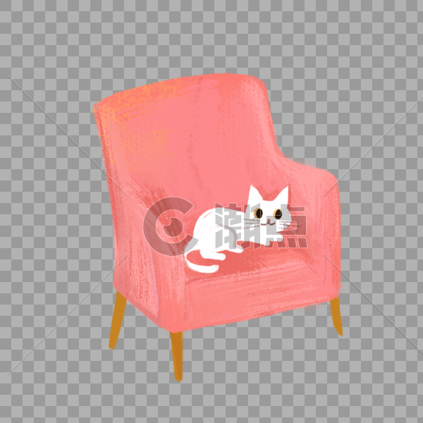 粉色的沙发上的猫图片素材免费下载