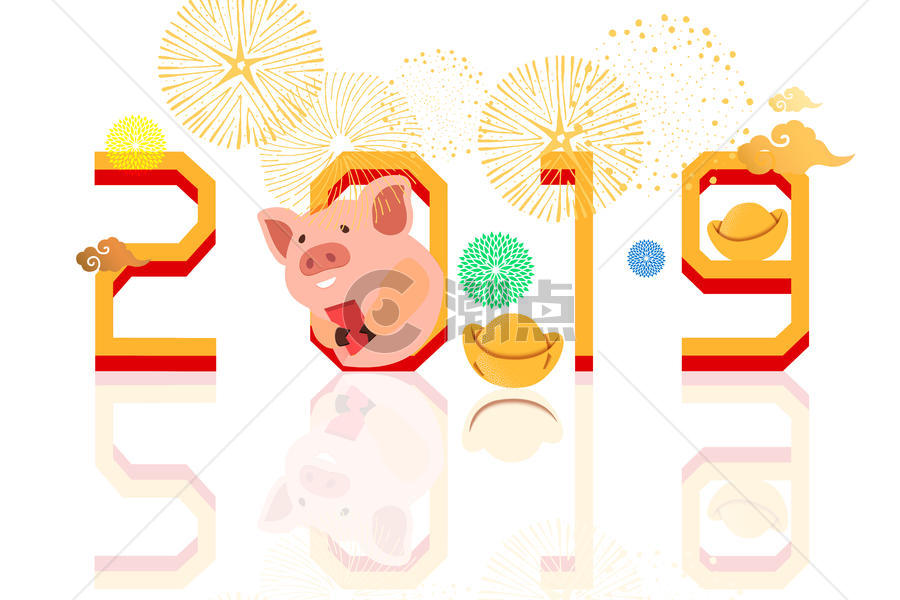 2019猪年数字插画图片素材免费下载