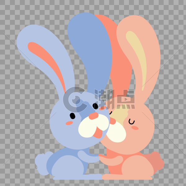 情人节亲脸颊的小兔子图片素材免费下载