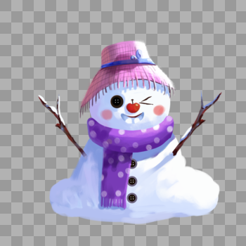紫色帽子雪人图片素材免费下载