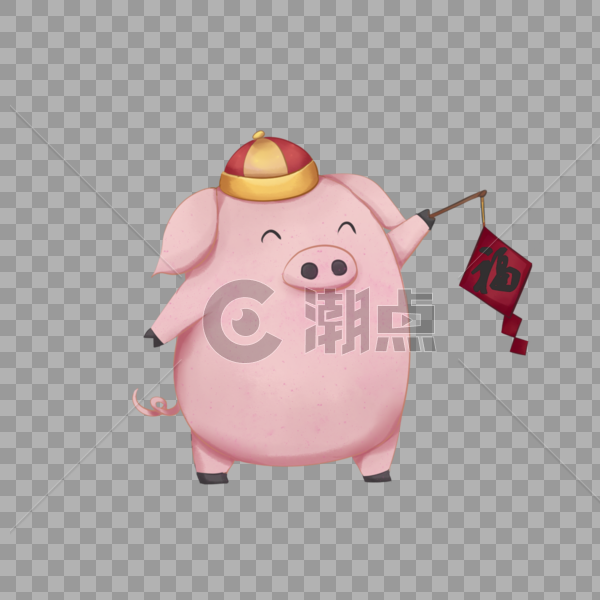 手绘猪年幸福小猪插画图片素材免费下载