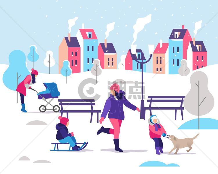 冬季运动人物插画图片素材免费下载