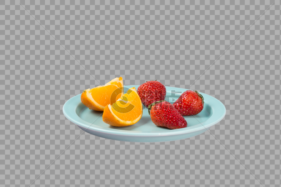 盘子里的草莓橙子图片素材免费下载