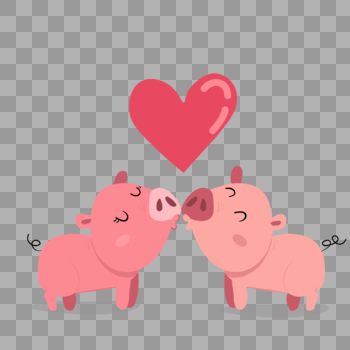 情人节甜蜜接吻的小猪图片素材免费下载