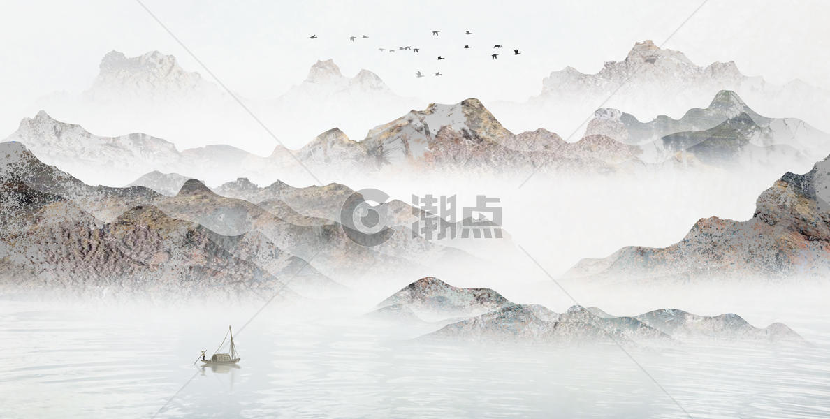 新中式水墨山水图片素材免费下载