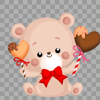 情人节小熊收饼干巧克力礼物图片素材免费下载