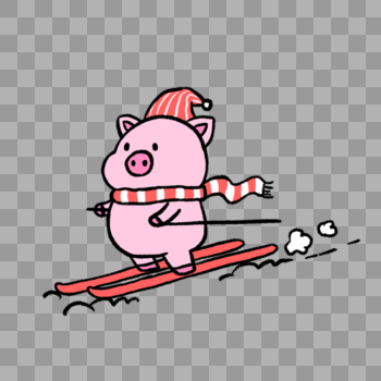 滑雪的猪图片素材免费下载