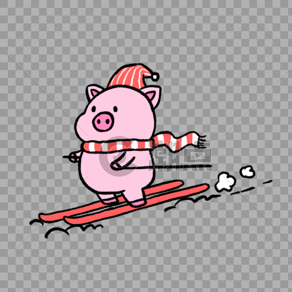 滑雪的猪图片素材免费下载