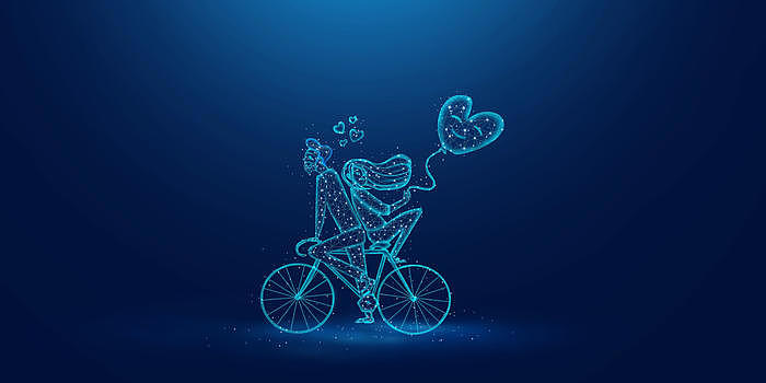 情人节男孩骑自行车搭载女孩图片素材免费下载