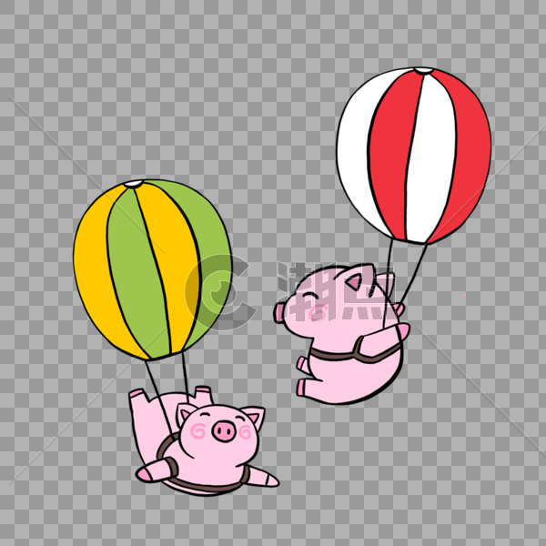 玩耍热气球的猪图片素材免费下载