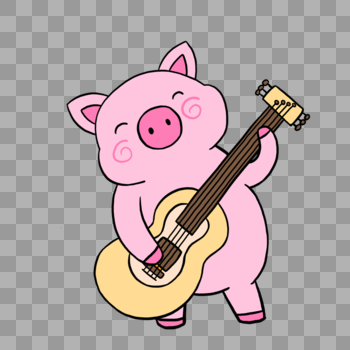 弹吉他的猪图片素材免费下载
