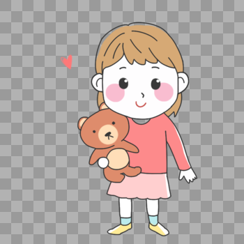 抱着玩具熊的女孩图片素材免费下载