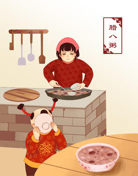 春节习俗吃腊八粥图片素材免费下载