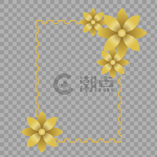 金色花卉图框图片素材免费下载