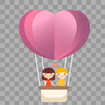 情侣坐在气球上图片素材免费下载
