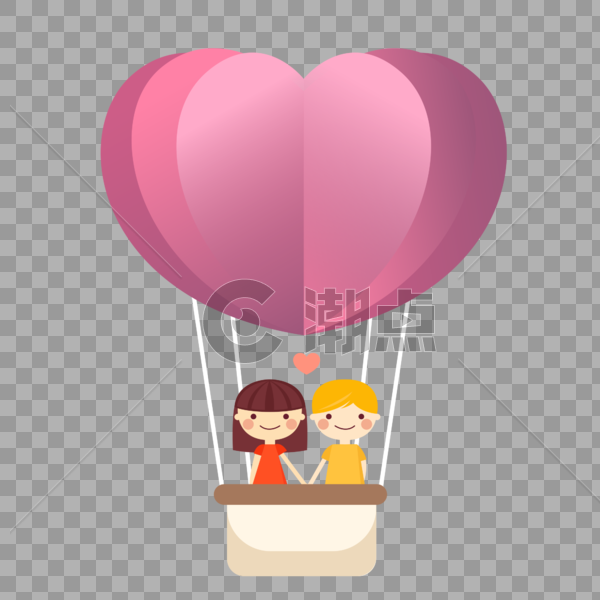 情侣坐在气球上图片素材免费下载