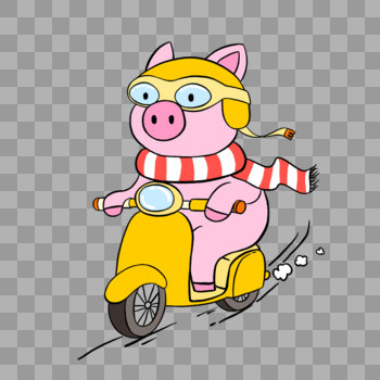 骑摩托的猪图片素材免费下载