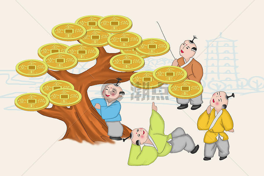 古钱币插画原画3000*2000图片素材免费下载-编号265673-潮点视频
